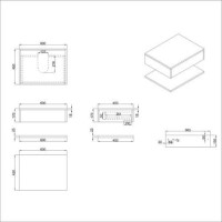 Grade A1 - 600mm Green Wall Hung Countertop Vanity Unit with White Marble Effect Basin and Shelves - Lugo