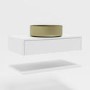 Grade A1 - 800mm White Wall Hung Countertop Vanity Unit with Brass Basin and Shelves - Lugo