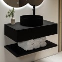 BUN/BeBa_28142/83921 800mm Black Wall Hung Countertop Vanity Unit with Black Basin and Shelf - Lugo