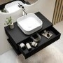 800mm Black Wall Hung Countertop Vanity Unit with Basin and Shelf - Lugo