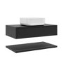 800mm Black Wall Hung Countertop Vanity Unit with Basin and Shelf - Lugo