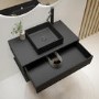 ONLY OPENED - 800mm Black Wall Hung Countertop Vanity Unit with Black Square Basin and Shelves – Lugo
