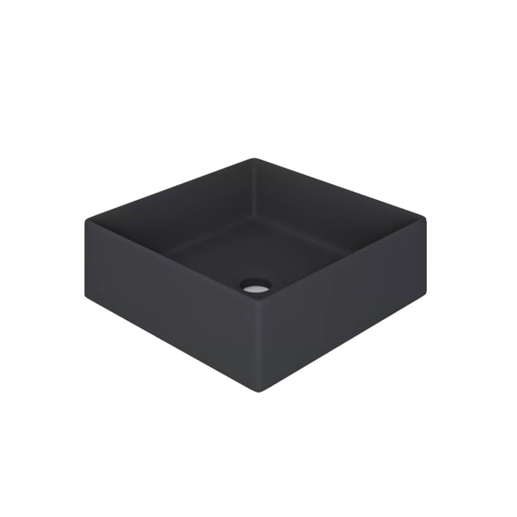 ONLY OPENED - 800mm Black Wall Hung Countertop Vanity Unit with Black Square Basin and Shelves – Lugo