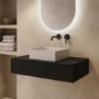 800mm Black Wall Hung Countertop Vanity Unit with Square Basin - Lugo