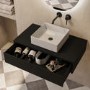 800mm Black Wall Hung Countertop Vanity Unit with Square Basin - Lugo
