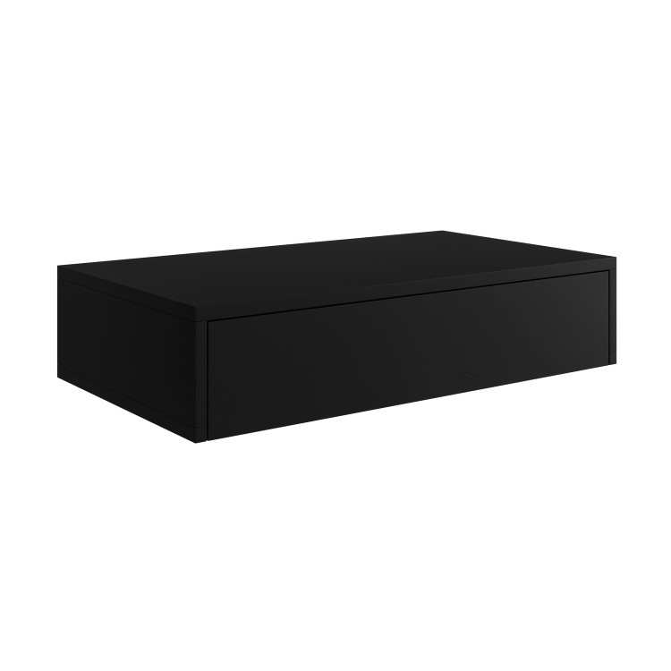 800mm Black Wall Hung Countertop Vanity Unit with Square Basin - Lugo