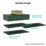 800mm Green Wall Hung Countertop Vanity Unit with Brass Basin and Shelf - Lugo