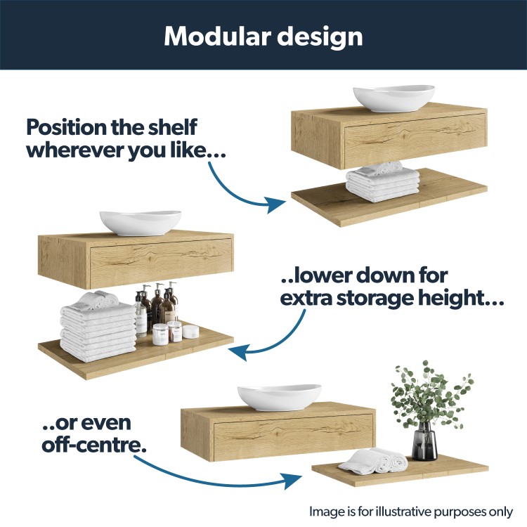 1200mm White Wall Hung Countertop Double Vanity Unit with Brass Basins and Shelf - Lugo