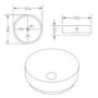1200mm Black Wall Hung Countertop Double Vanity Unit with White Marble Effect Basins and Shelf - Lugo