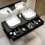 1200mm Black Wall Hung Double Countertop Vanity Unit with Basins and Shelf - Lugo