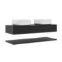 1200mm Black Wall Hung Double Countertop Vanity Unit with Basins and Shelf - Lugo