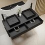 1200mm Black Wall Hung Countertop Double Vanity Unit with Black Square Basins and Shelf - Lugo