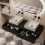 1200mm Black Wall Hung Countertop Vanity Unit with Square Basin - Lugo