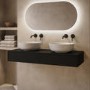 1200mm Black Wall Hung Double Countertop Vanity Unit with Basin - Lugo