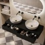 1200mm Black Wall Hung Double Countertop Vanity Unit with Basin - Lugo