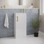 400mm White Freestanding Cloakroom Vanity Unit with Basin and Brass Handle - Ashford