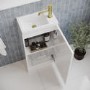 400mm White Freestanding Cloakroom Vanity Unit with Basin and Brass Handle - Ashford