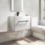 Grade A1 - 600mm White Wall Hung Vanity Unit with Basin and Black Handle - Ashford