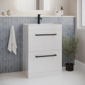 BUN/BeBa_28204/80051 600mm White Freestanding Vanity Unit with Basin, Black Handles and Drawers - Ashford