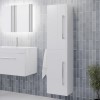 White  Wall Hung Tall Bathroom Cabinet with Chrome Handles 350mm- Ashford