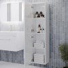 White  Wall Hung Tall Bathroom Cabinet with Chrome Handles 350mm- Ashford
