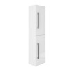 White  Wall Hung Tall Bathroom Cabinet with Chrome Handles 350mm- Ashford