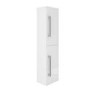 Double Door White  Wall Hung Tall Bathroom Cabinet with Chrome Handles 350 x 1400mm- Ashford