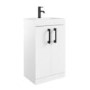 500mm White Freestanding Vanity Unit with Basin and Black Handles - Ashford