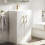 GRADE A1 - 500mm White Floor Standing Door Vanity Unit with Basin and Brushed Brass Handles - Ashford