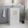 Grade A1 - 500 mm White Freestanding Vanity Unit with Basin and Brass Handles - Ashford