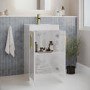 Grade A1 - 500 mm White Freestanding Vanity Unit with Basin and Brass Handles - Ashford