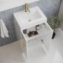 Grade A1 - 500 mm White Freestanding Vanity Unit with Basin and Brass Handles - Ashford