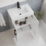 600mm White Freestanding Vanity Unit with Basin and Black Handles - Ashford