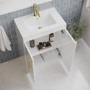 Grade A1 - 600 mm White Freestanding Vanity Unit with Basin and Brass Handle - Ashford