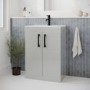 600mm Grey Freestanding Vanity Unit with Basin and Black Handles - Ashford