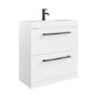 800mm White Freestanding Vanity Unit with Basin and Black Handles - Ashford