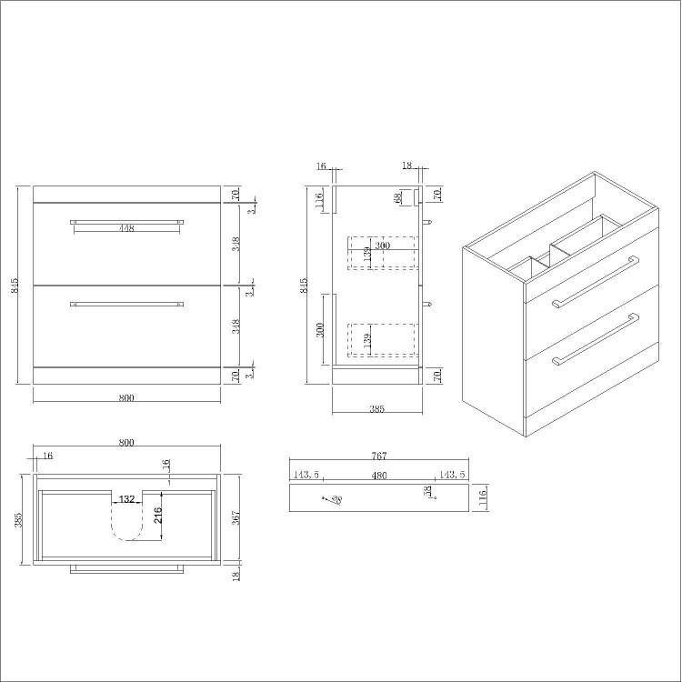 Grade A1 - 800mm Grey Freestanding Vanity Unit with Basin and Chrome Handles - Ashford