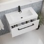 ONLY OPENED - 800mm White Wall Hung Vanity Unit with Basin and Black Handle - Ashford