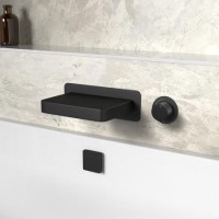 Grade A1 - Black Wall Mounted Bath Mixer Tap with Valve - Zanda