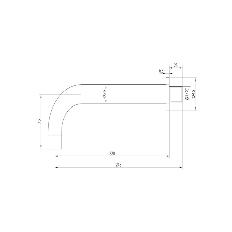 Black One Outlet Valve With Wall Mounted Bath Spout - Arissa