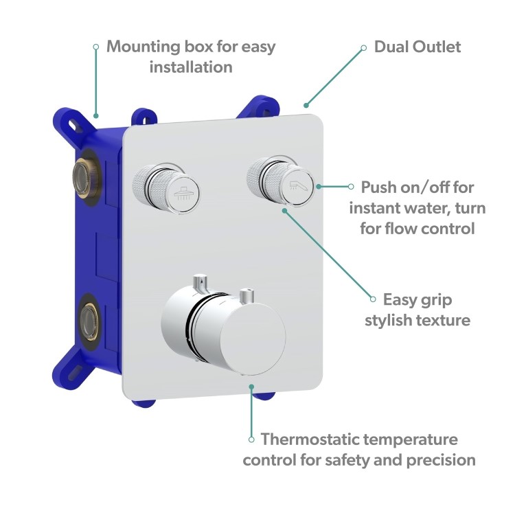 Push Button Concealed Mixer Shower with Round Head - Vance