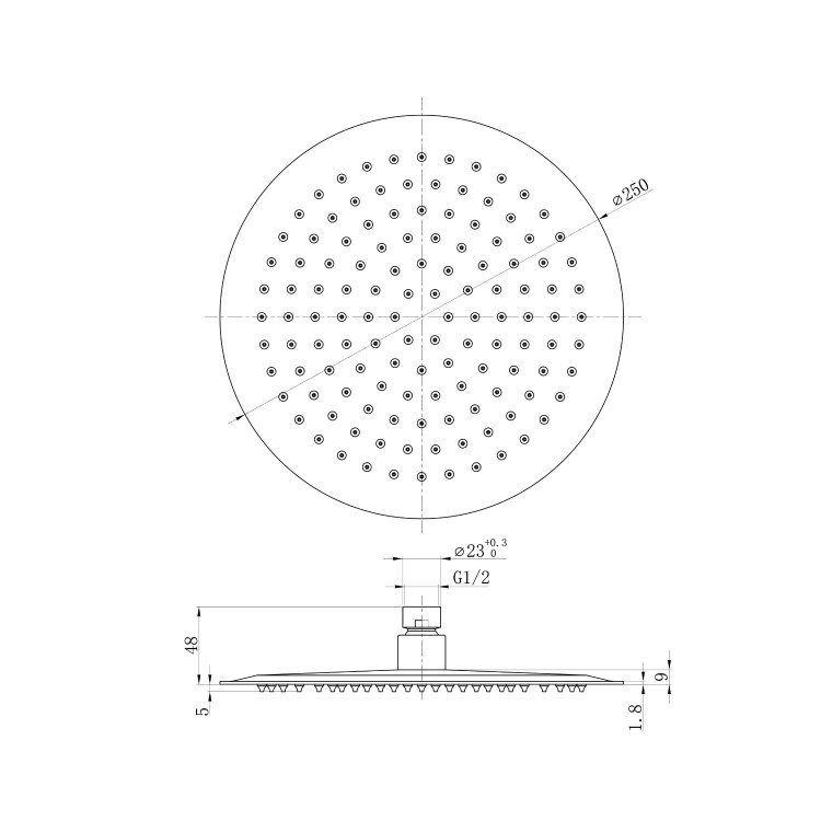 Push Button Concealed Mixer Shower with Round Head - Vance