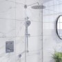 Grade A1 - Chrome Dual Outlet Wall Mounted Thermostatic Mixer Shower with Hand Shower - Vance