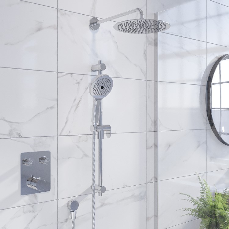 Push Button Concealed Mixer Shower with Round Head - Vance
