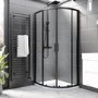 900x760mm Black 8mm Glass Right Hand Offset Quadrant Shower Enclosure with Shower Tray - Pavo