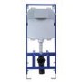 Wall Hung Rimless Toilet with Soft Close Seat, Matt Black Mechanical Flush Plate, 1168mm Frame & Cistern – Newport