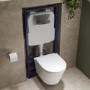 Wall Hung Rimless Toilet with Soft Close Seat, Chrome Pneumatic Flush Plate, 1168mm Frame & Cistern – Newport