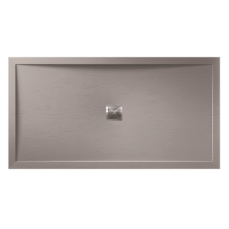 1000x800mm Grey Slate Rectangular Shower Tray with Shower Waste - Aqualavo
