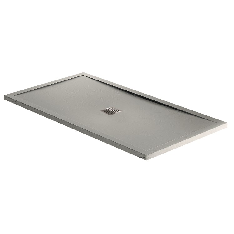 1000x800mm Grey Slate Rectangular Shower Tray with Shower Waste - Aqualavo