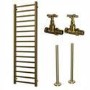 Brass Towel Radiator 1600 x 500mm with Pipe Kit and Straight Valves - Sonoran
